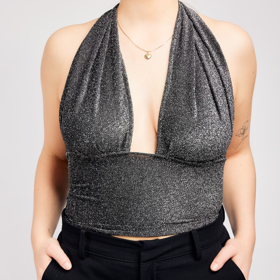 Glitter halterneck top
