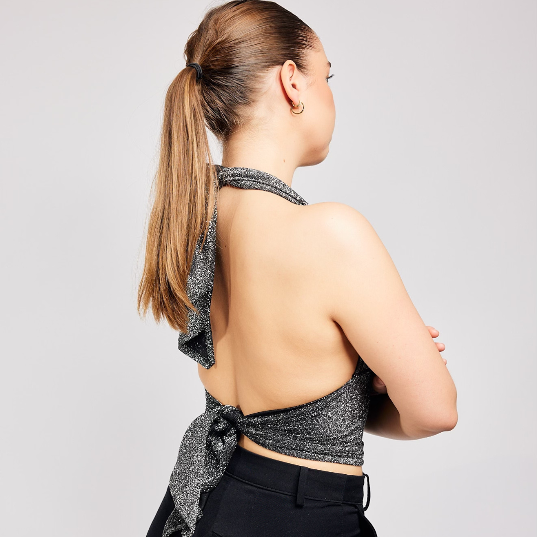 Glitter halterneck top