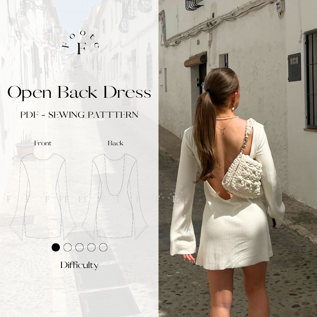 Open back long sleeve mini dress | Sewing pattern